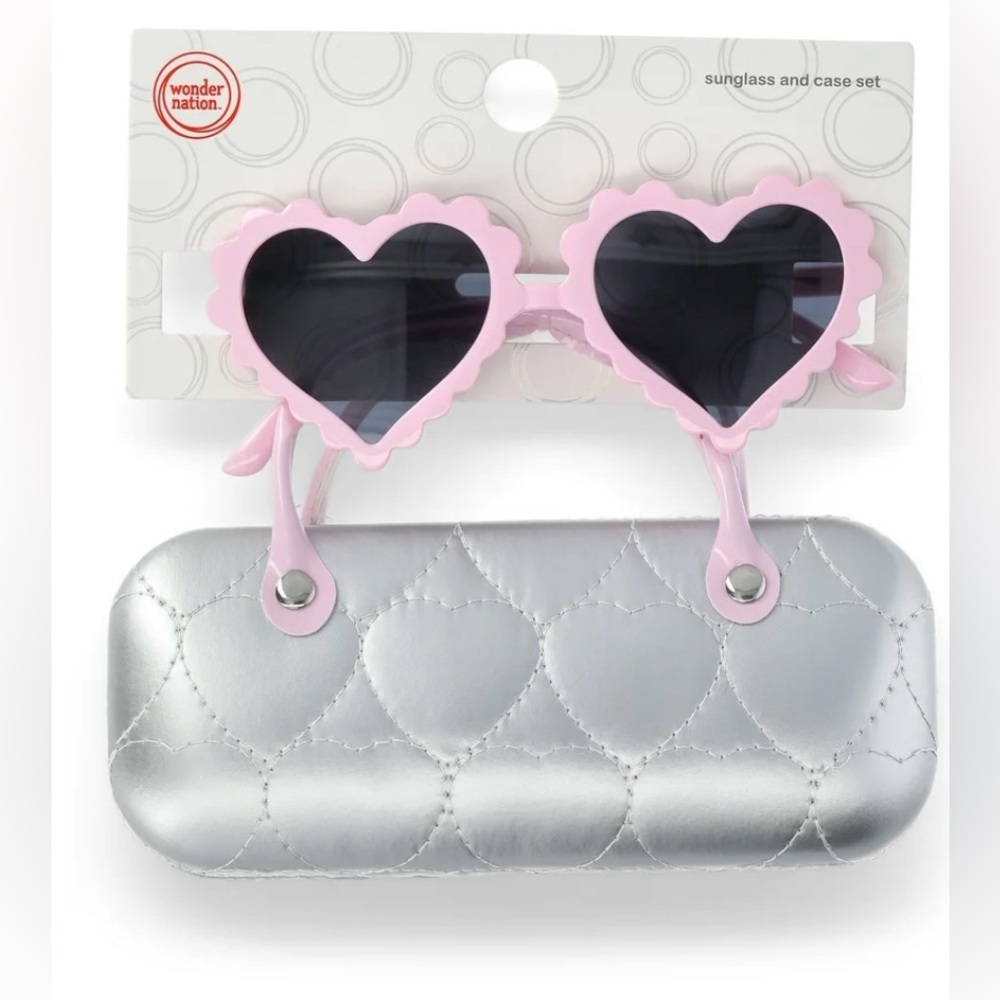 🔴 3/$12 Wonder Nation Pink Heart Sunglasses with Silver Case!